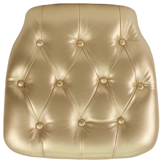 Louise Hard Gold Tufted Vinyl Chiavari Chair Cushion Gold