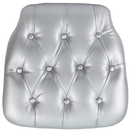 Louise Hard Silver Tufted Vinyl Chiavari Chair Cushion Silver
