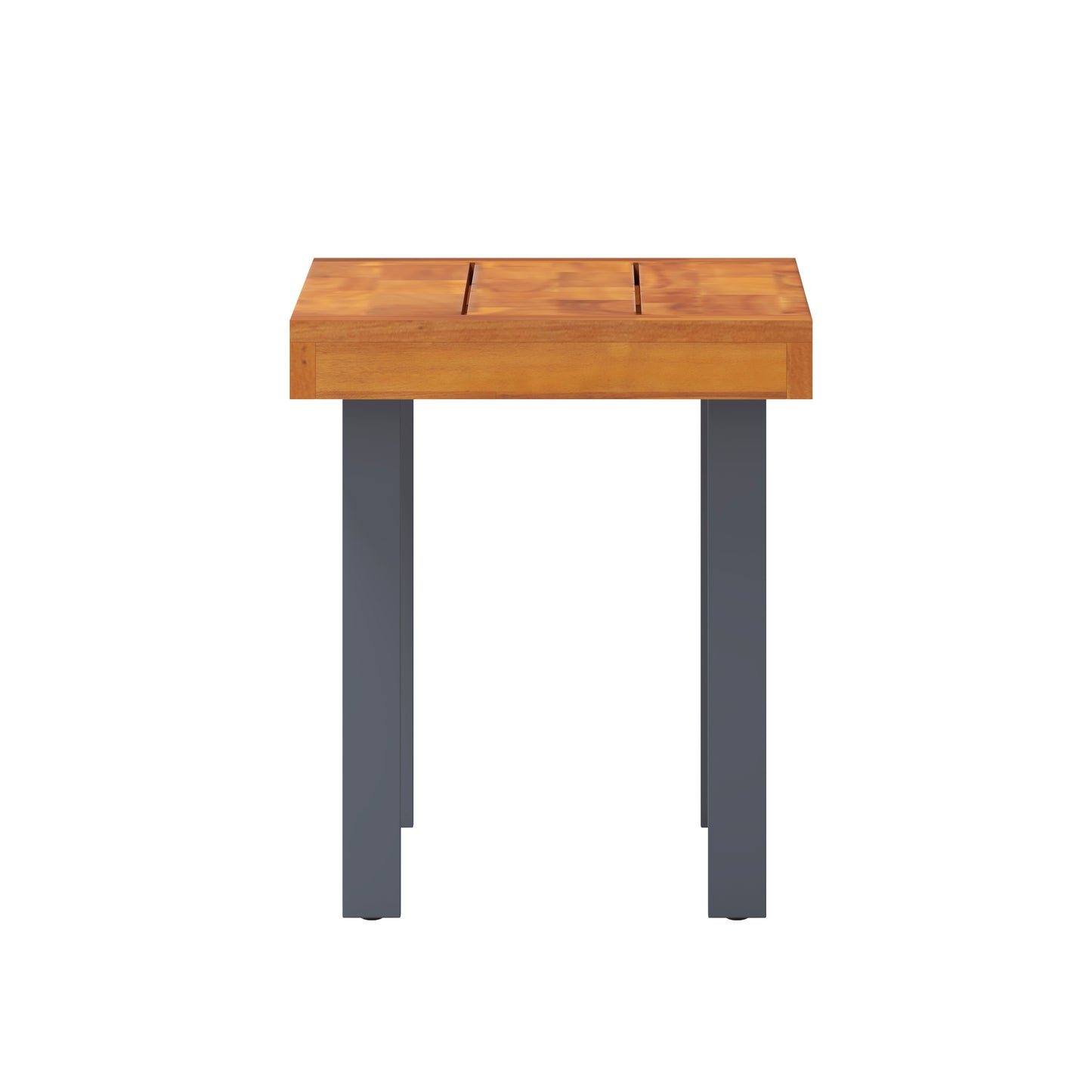 Martindale Solid Acacia Wood Patio Dining Bench for 2 with Slatted Top and Gray Flared Wooden Legs in a Natural Finish Natural