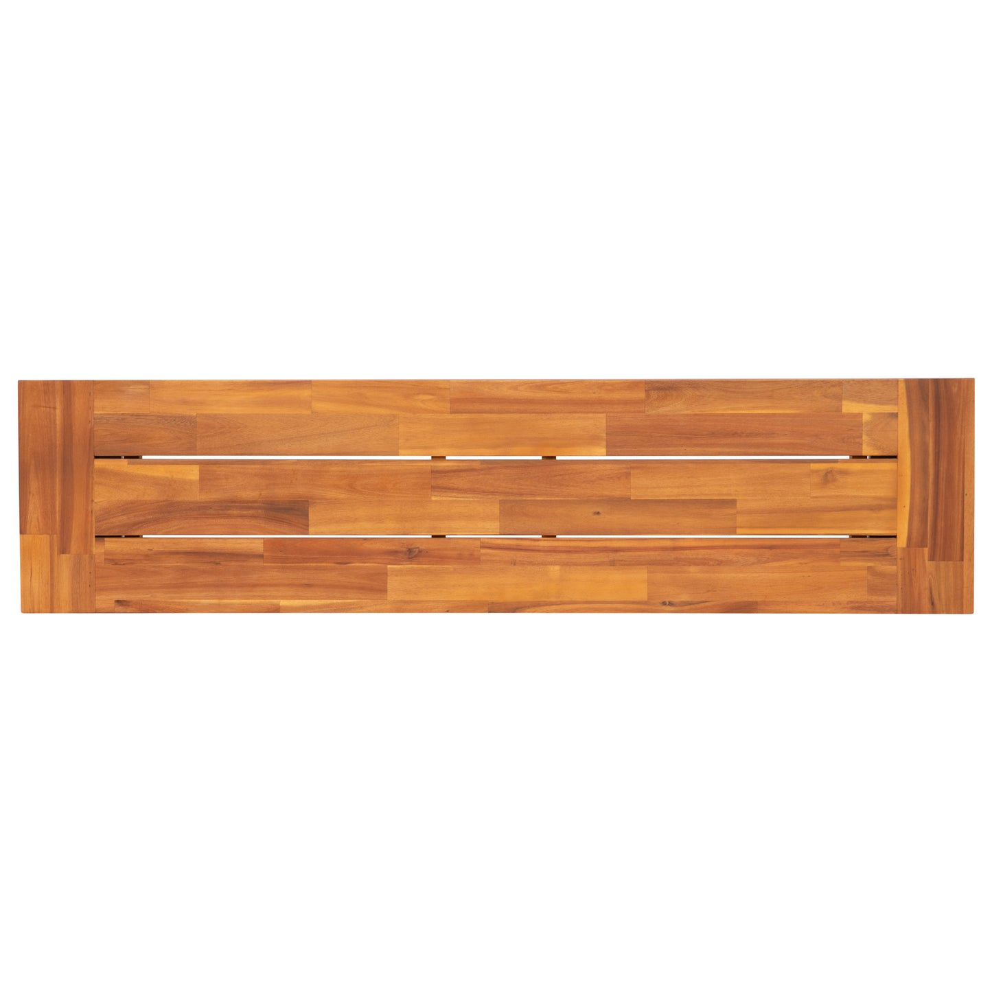 Martindale Solid Acacia Wood Patio Dining Bench for 2 with Slatted Top and Gray Flared Wooden Legs in a Natural Finish Natural