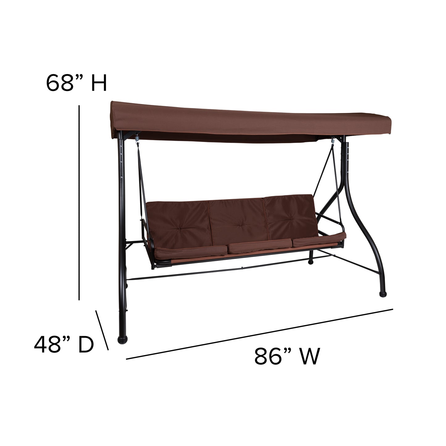 Tellis 3-Seat Outdoor Steel Converting Patio Swing Canopy Hammock with Cushions / Outdoor Swing Bed (Brown) Brown