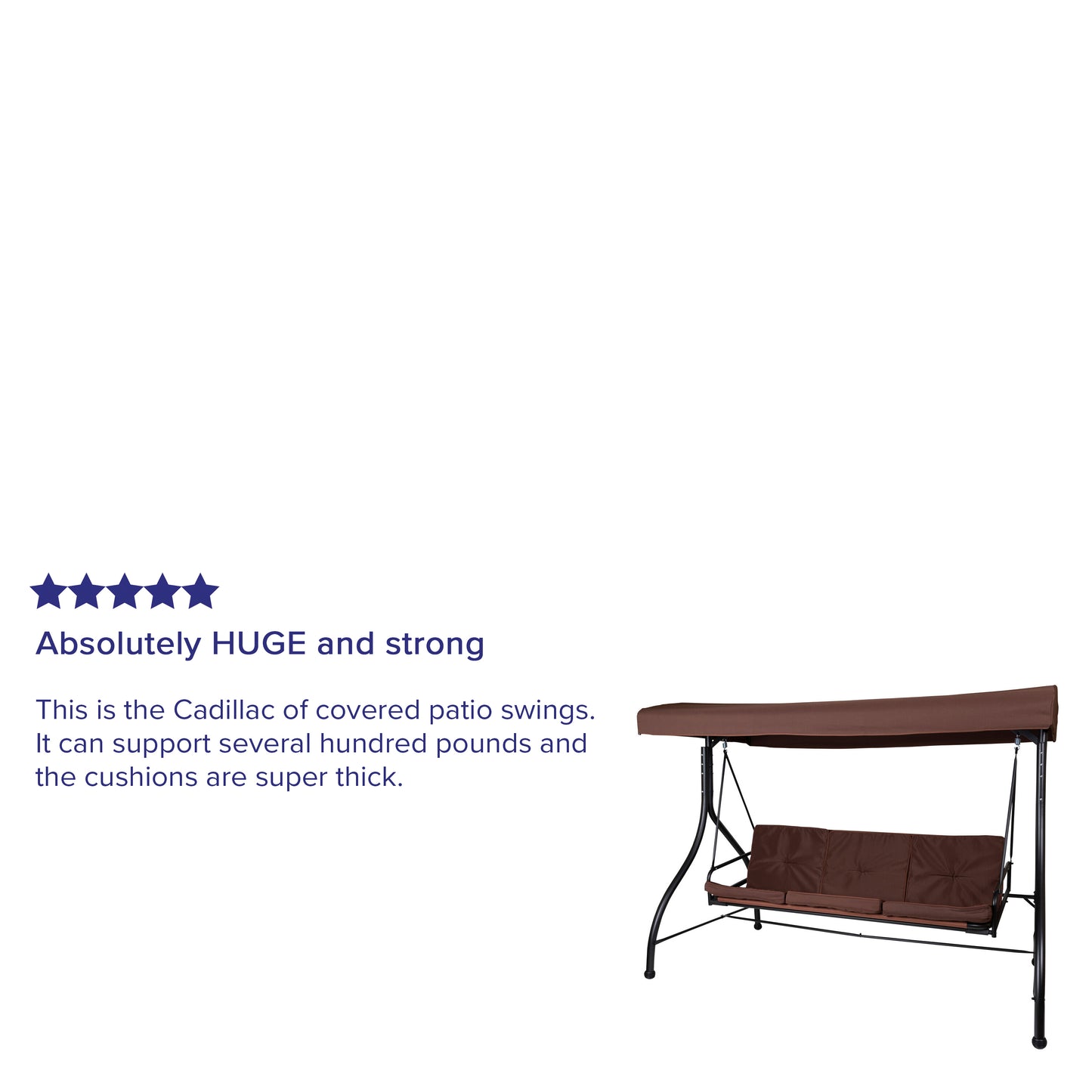 Tellis 3-Seat Outdoor Steel Converting Patio Swing Canopy Hammock with Cushions / Outdoor Swing Bed (Brown) Brown
