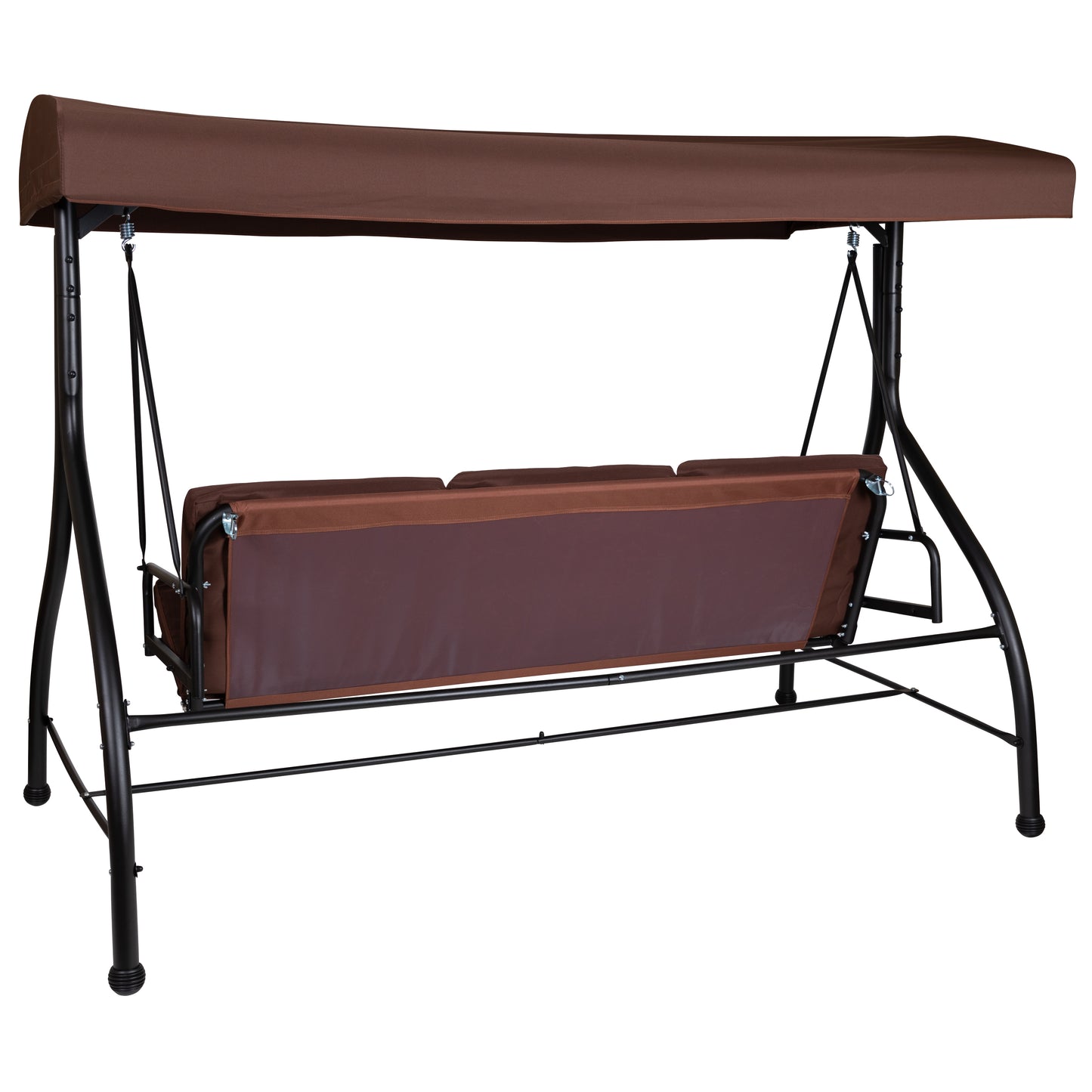 Tellis 3-Seat Outdoor Steel Converting Patio Swing Canopy Hammock with Cushions / Outdoor Swing Bed (Brown) Brown