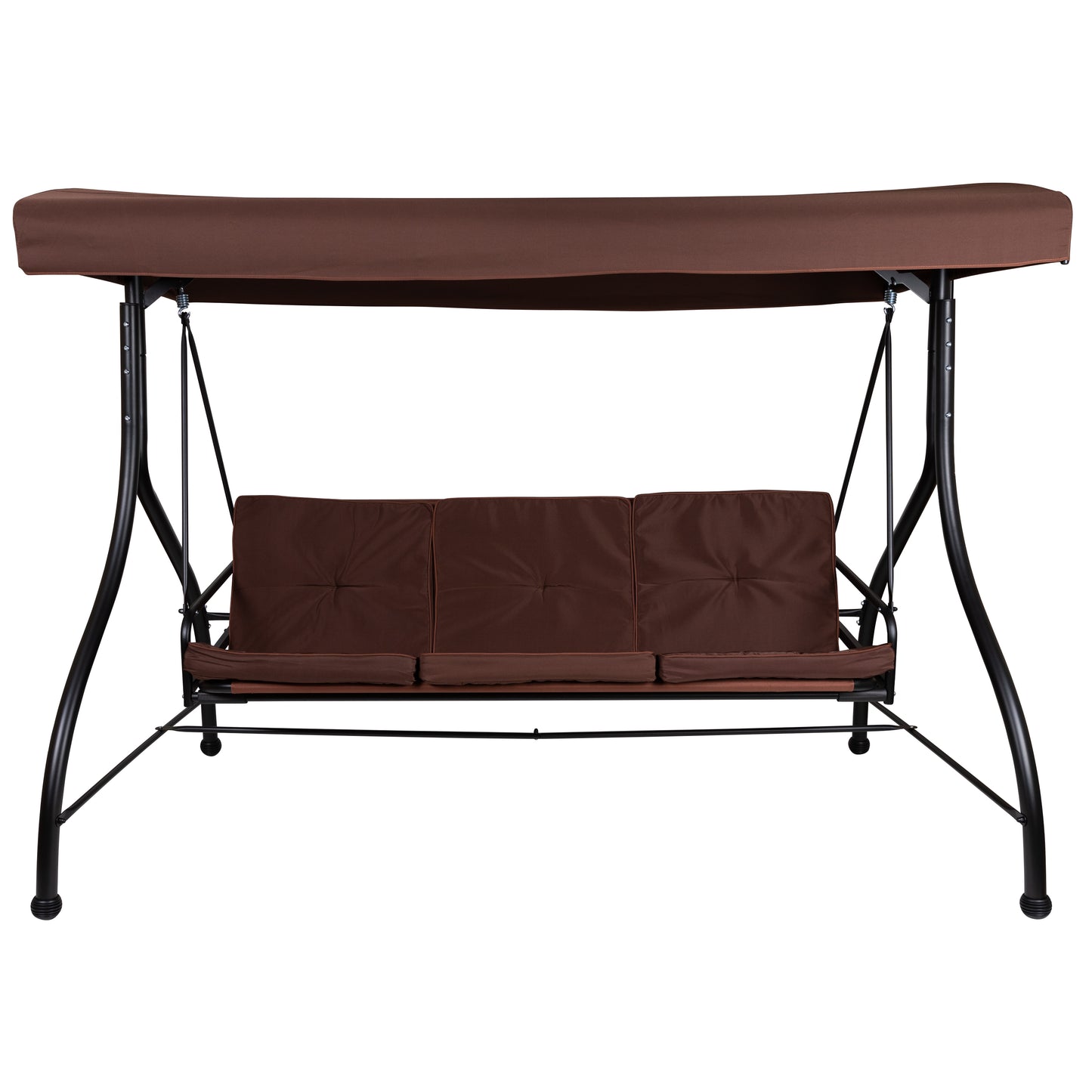 Tellis 3-Seat Outdoor Steel Converting Patio Swing Canopy Hammock with Cushions / Outdoor Swing Bed (Brown) Brown