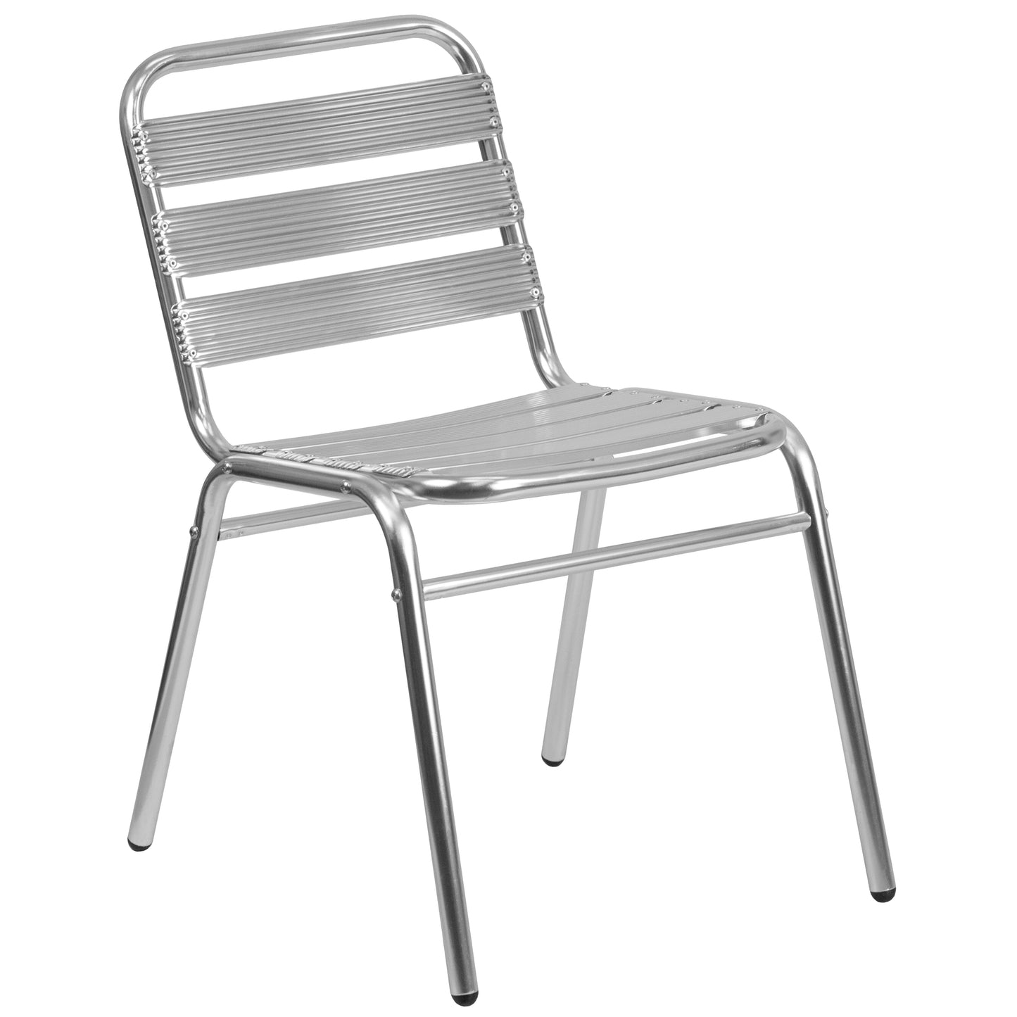 Lila Commercial Metal Indoor-Outdoor Restaurant Stack Chair with Triple Slat Back Aluminum