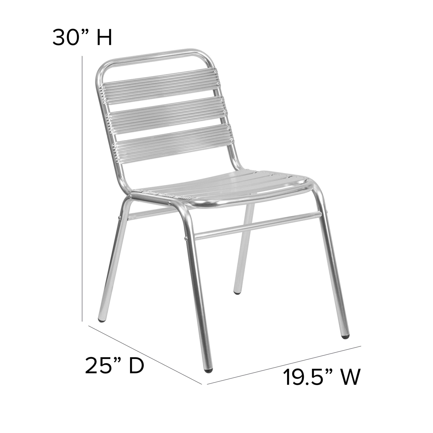Lila Commercial Metal Indoor-Outdoor Restaurant Stack Chair with Triple Slat Back Aluminum