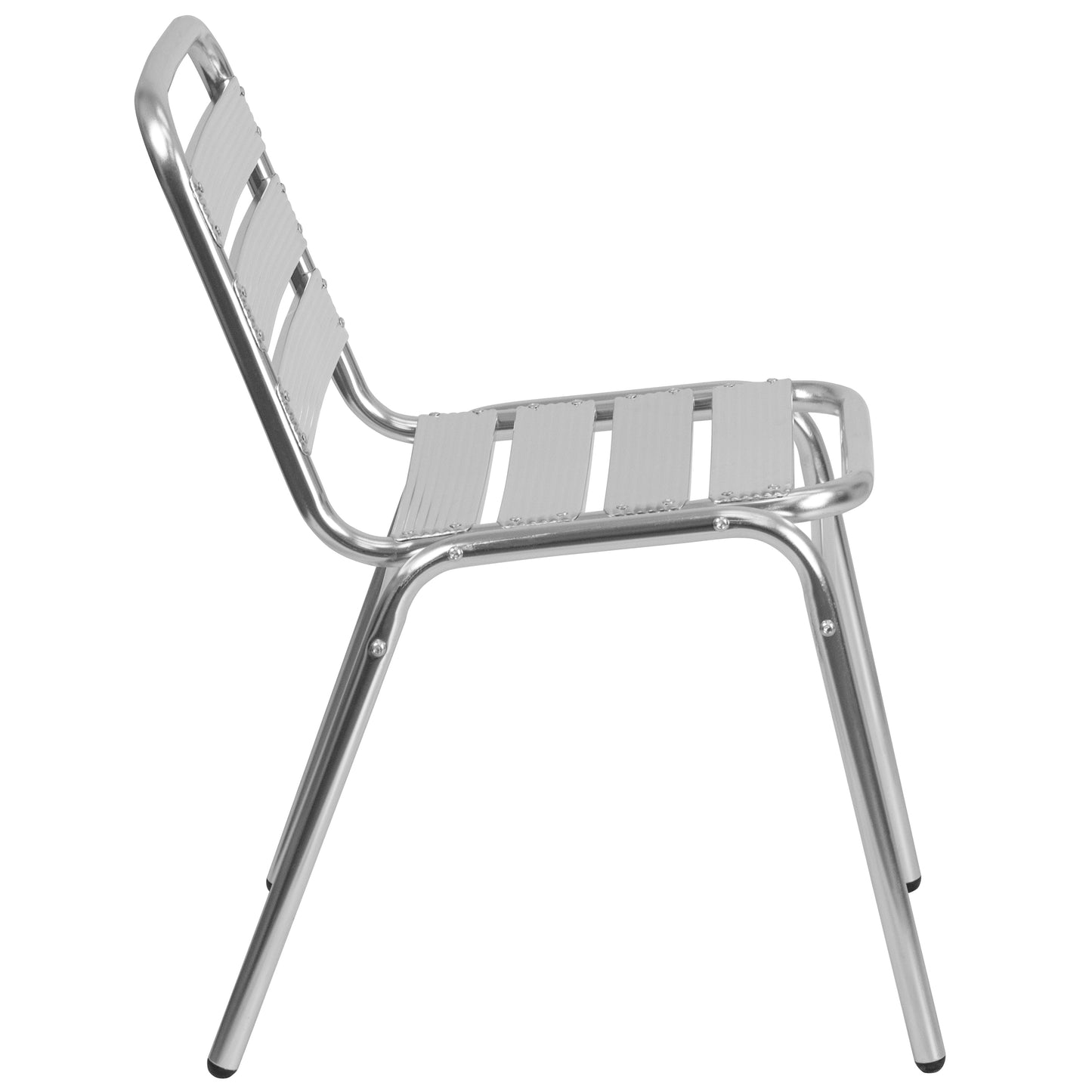 Lila Commercial Metal Indoor-Outdoor Restaurant Stack Chair with Triple Slat Back Aluminum