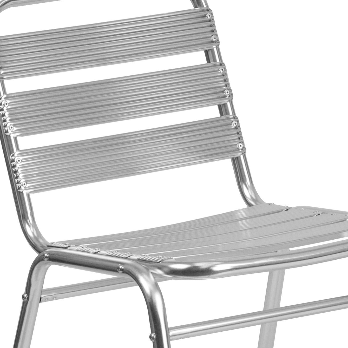 Lila Commercial Metal Indoor-Outdoor Restaurant Stack Chair with Triple Slat Back Aluminum