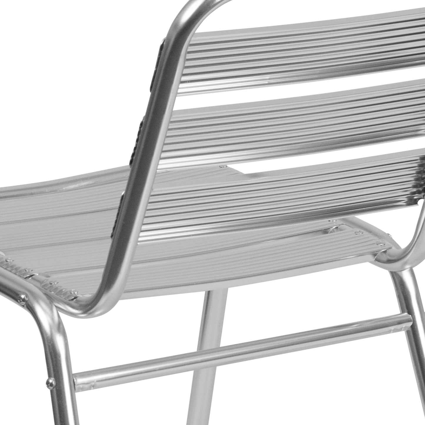 Lila Commercial Metal Indoor-Outdoor Restaurant Stack Chair with Triple Slat Back Aluminum