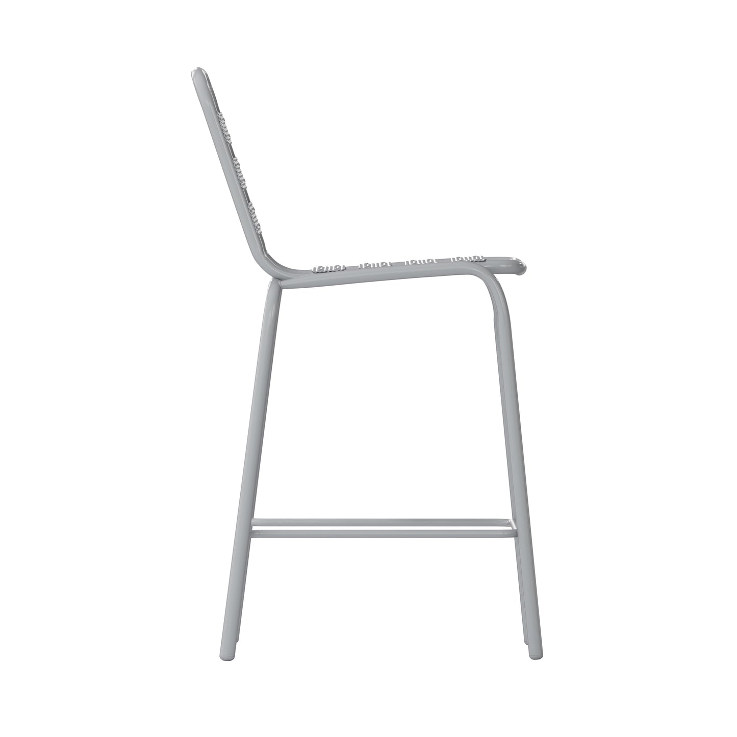 Lila Commercial Silver Metal Indoor-Outdoor Restaurant Bar Height Stool with Metal Triple Slat Back Silver
