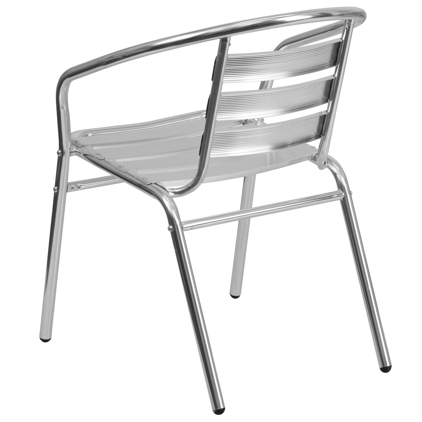 Lila Commercial Aluminum Indoor-Outdoor Restaurant Stack Chair with Triple Slat Back and Arms Aluminum