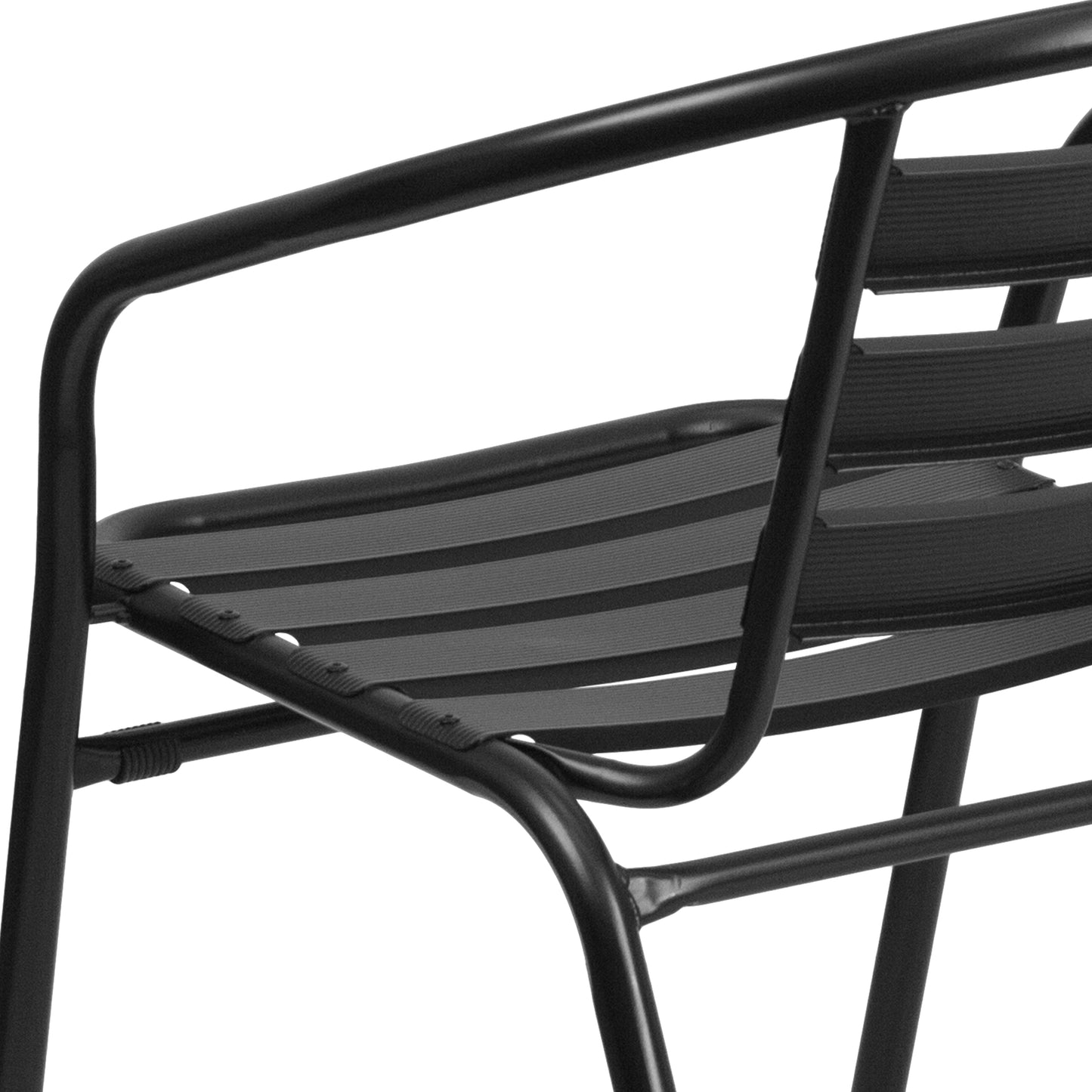 Lila Black Metal Restaurant Stack Chair with Aluminum Slats Black
