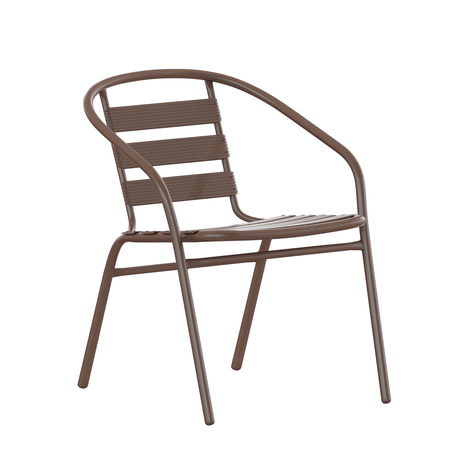 Lila Bronze Metal Restaurant Stack Chair with Metal Slats Bronze TLH-017C-BZ-GG