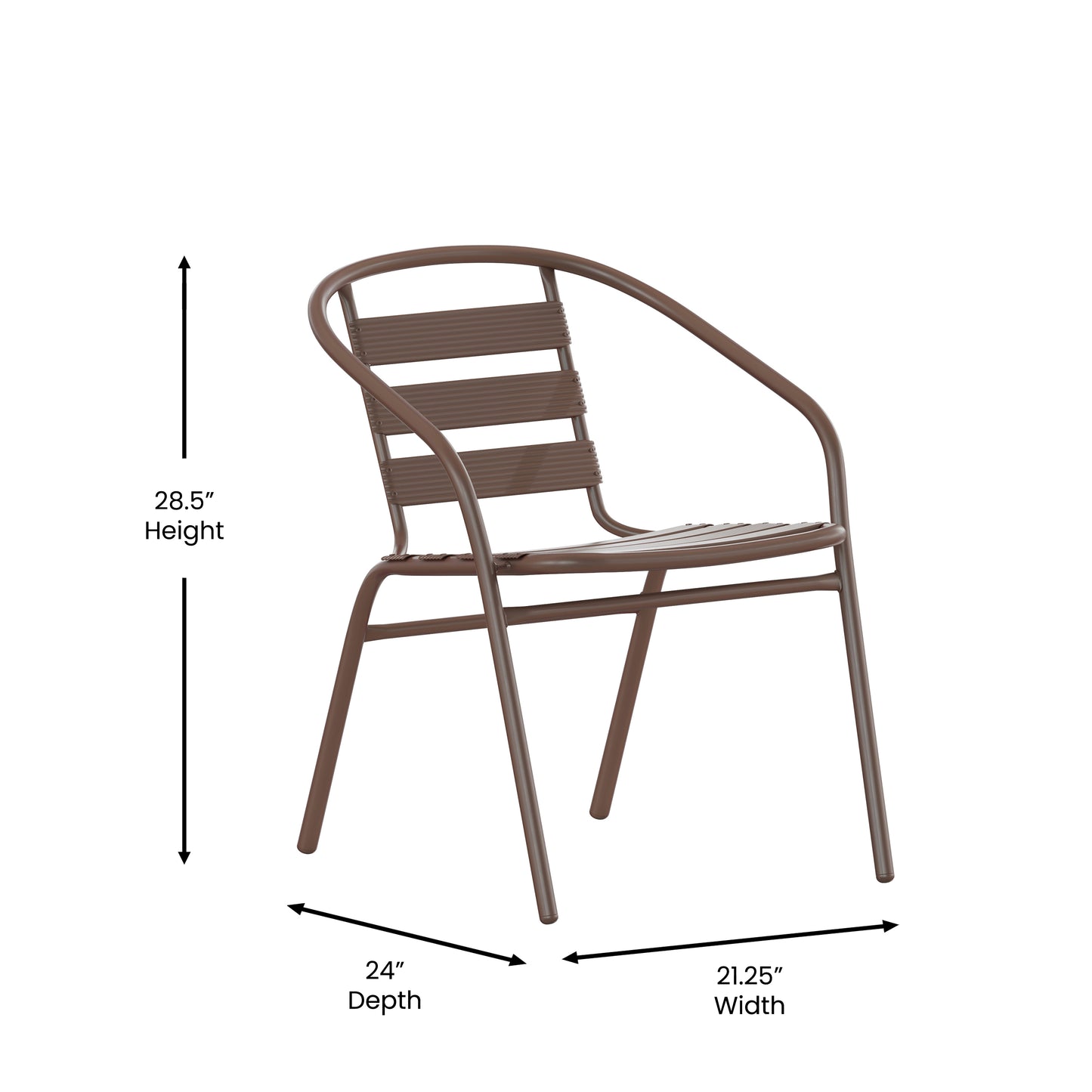 Lila Bronze Metal Restaurant Stack Chair with Metal Slats Bronze TLH-017C-BZ-GG