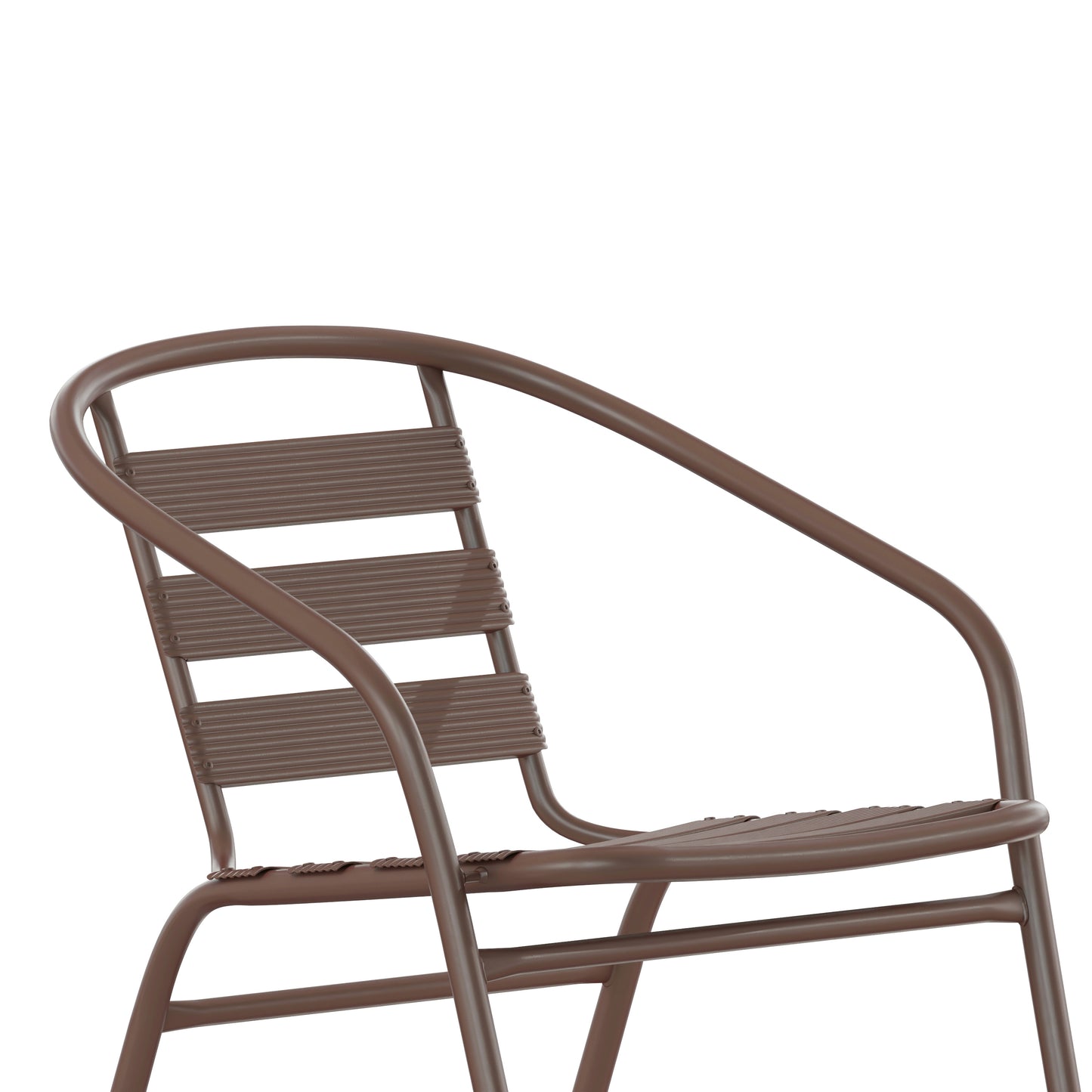 Lila Bronze Metal Restaurant Stack Chair with Metal Slats Bronze TLH-017C-BZ-GG