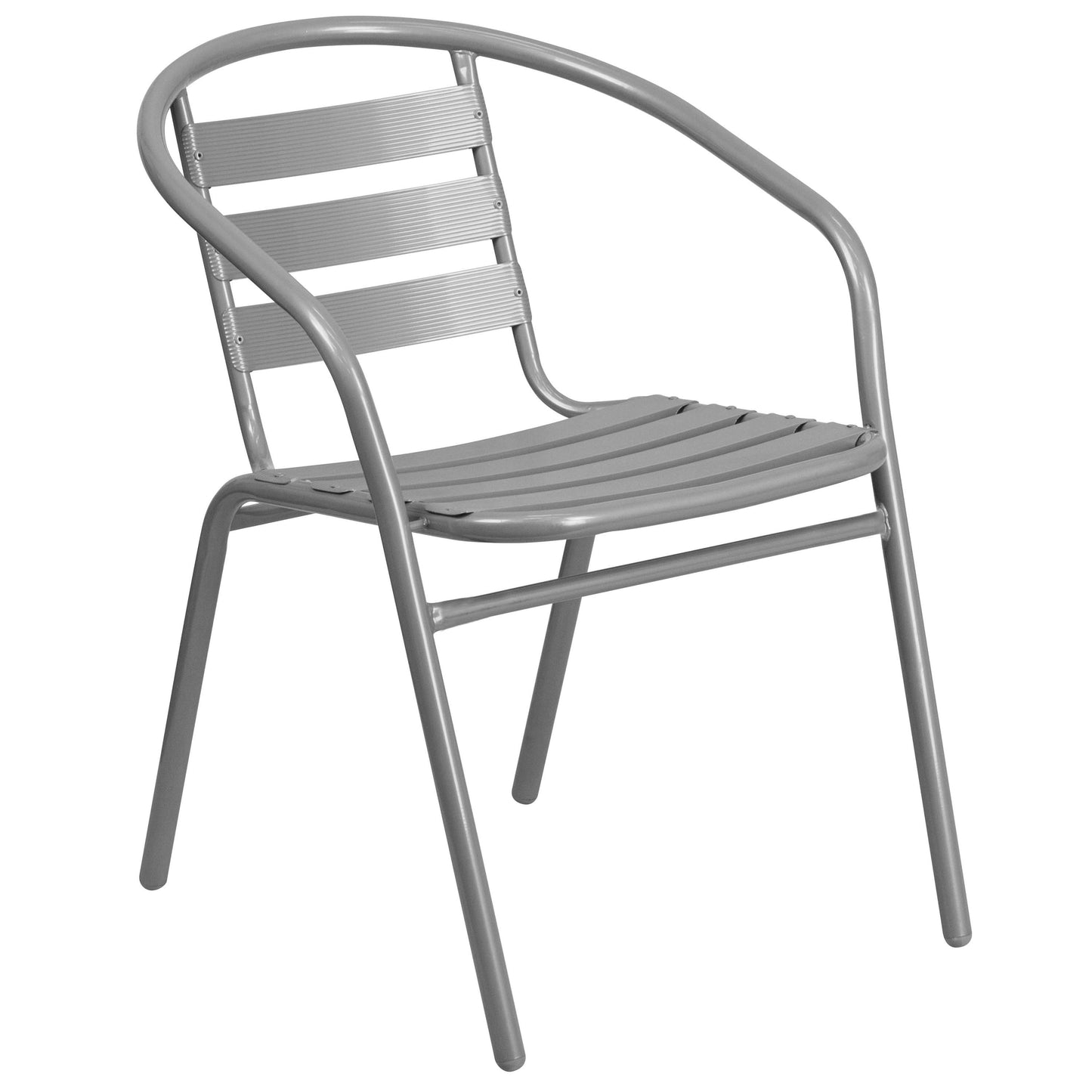 Lila Silver Metal Restaurant Stack Chair with Aluminum Slats Silver TLH-017C-GG