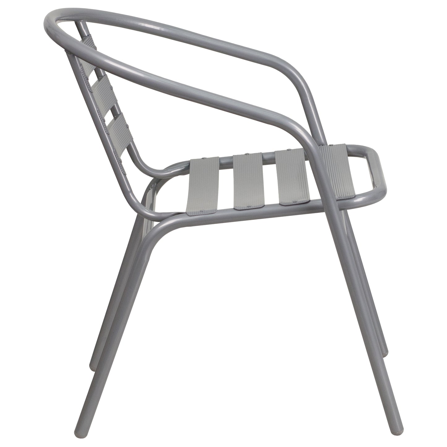 Lila Silver Metal Restaurant Stack Chair with Aluminum Slats Silver TLH-017C-GG