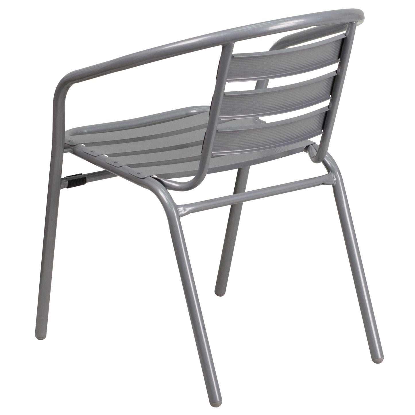 Lila Silver Metal Restaurant Stack Chair with Aluminum Slats Silver TLH-017C-GG