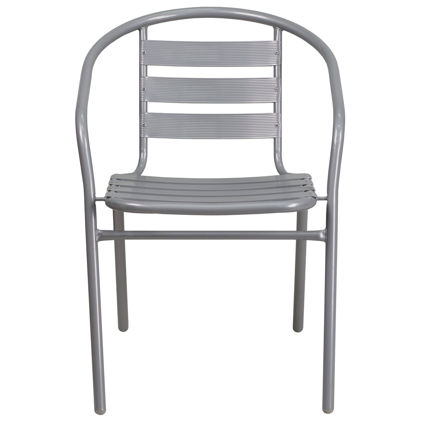 Lila Silver Metal Restaurant Stack Chair with Aluminum Slats Silver TLH-017C-GG