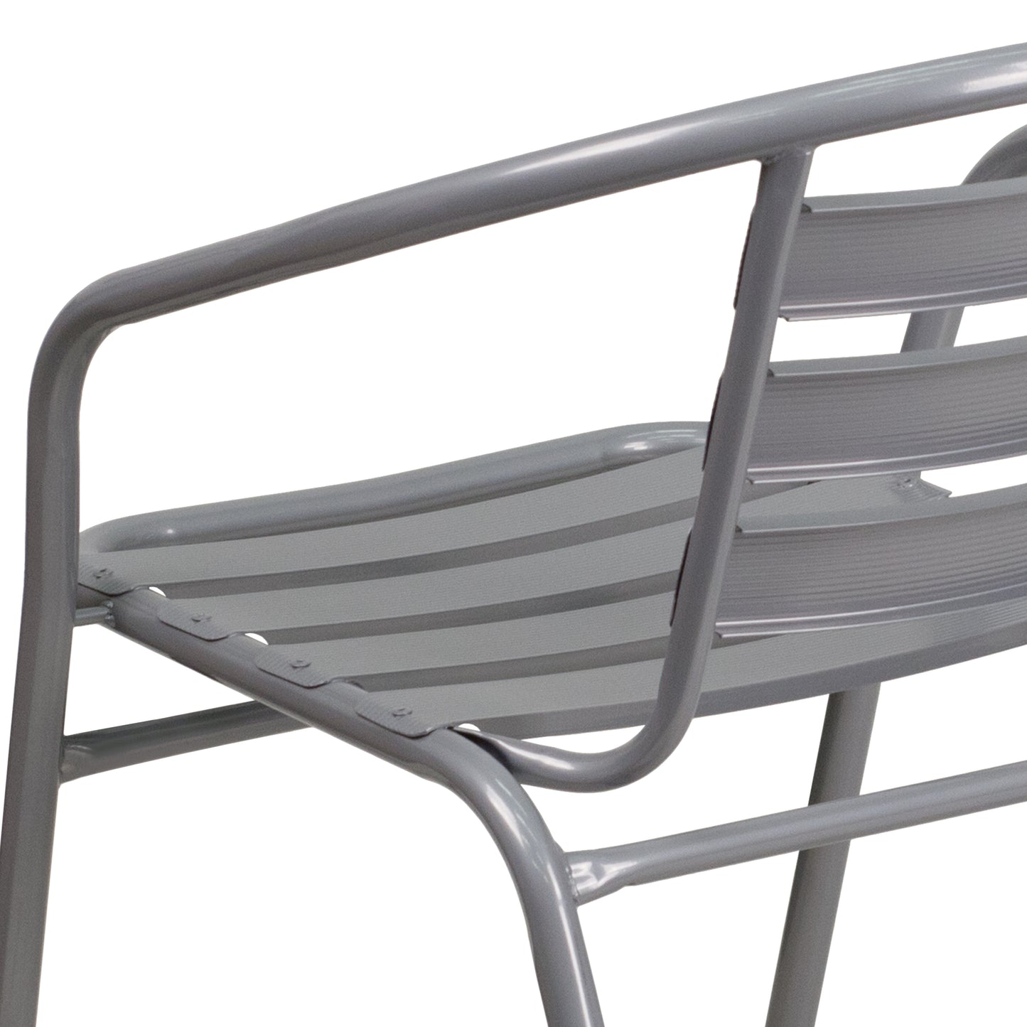 Lila Silver Metal Restaurant Stack Chair with Aluminum Slats Silver TLH-017C-GG
