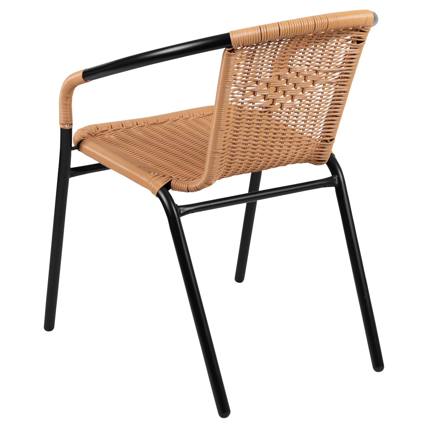 Lila Set of 2 Commercial Grade Beige Rattan Indoor-Outdoor Restaurant Stack Chairs Beige 2-TLH-037-BGE-GG