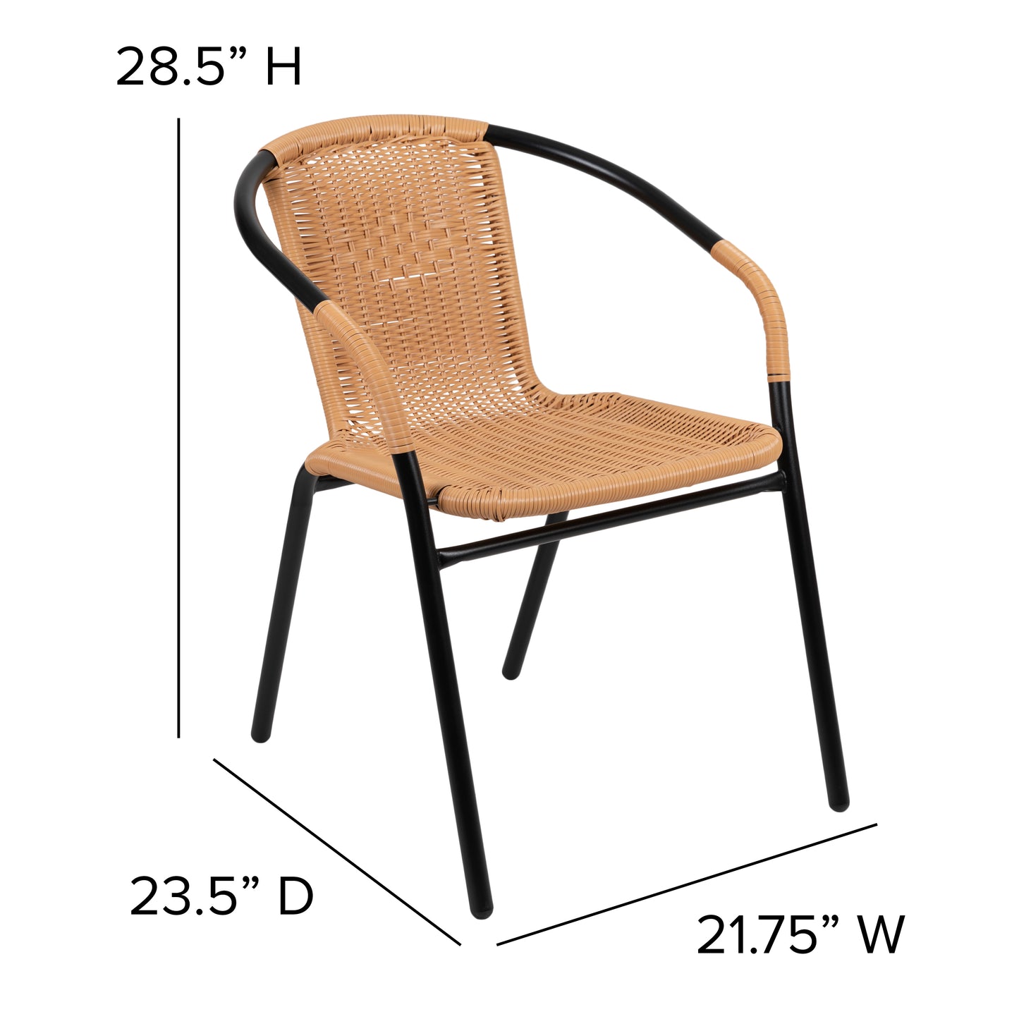 Lila Set of 2 Commercial Grade Beige Rattan Indoor-Outdoor Restaurant Stack Chairs Beige 2-TLH-037-BGE-GG
