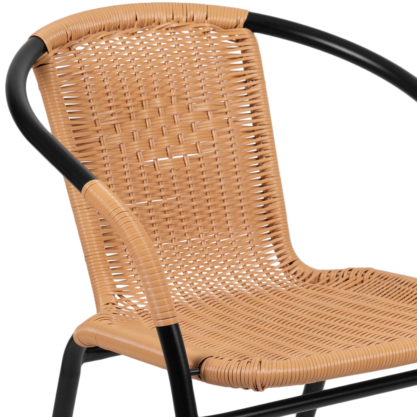 Lila Set of 2 Commercial Grade Beige Rattan Indoor-Outdoor Restaurant Stack Chairs Beige 2-TLH-037-BGE-GG
