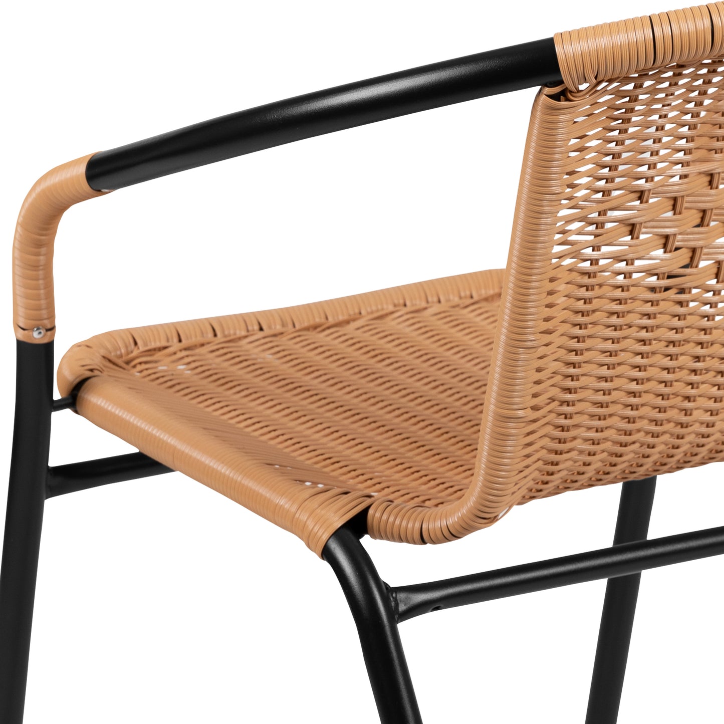 Lila Set of 2 Commercial Grade Beige Rattan Indoor-Outdoor Restaurant Stack Chairs Beige 2-TLH-037-BGE-GG