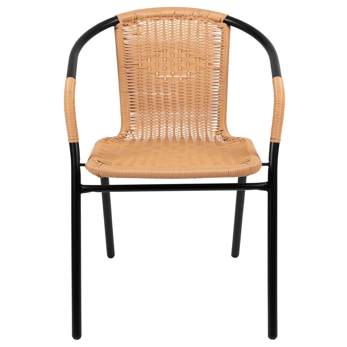 Lila Set of 2 Commercial Grade Beige Rattan Indoor-Outdoor Restaurant Stack Chairs Beige 2-TLH-037-BGE-GG