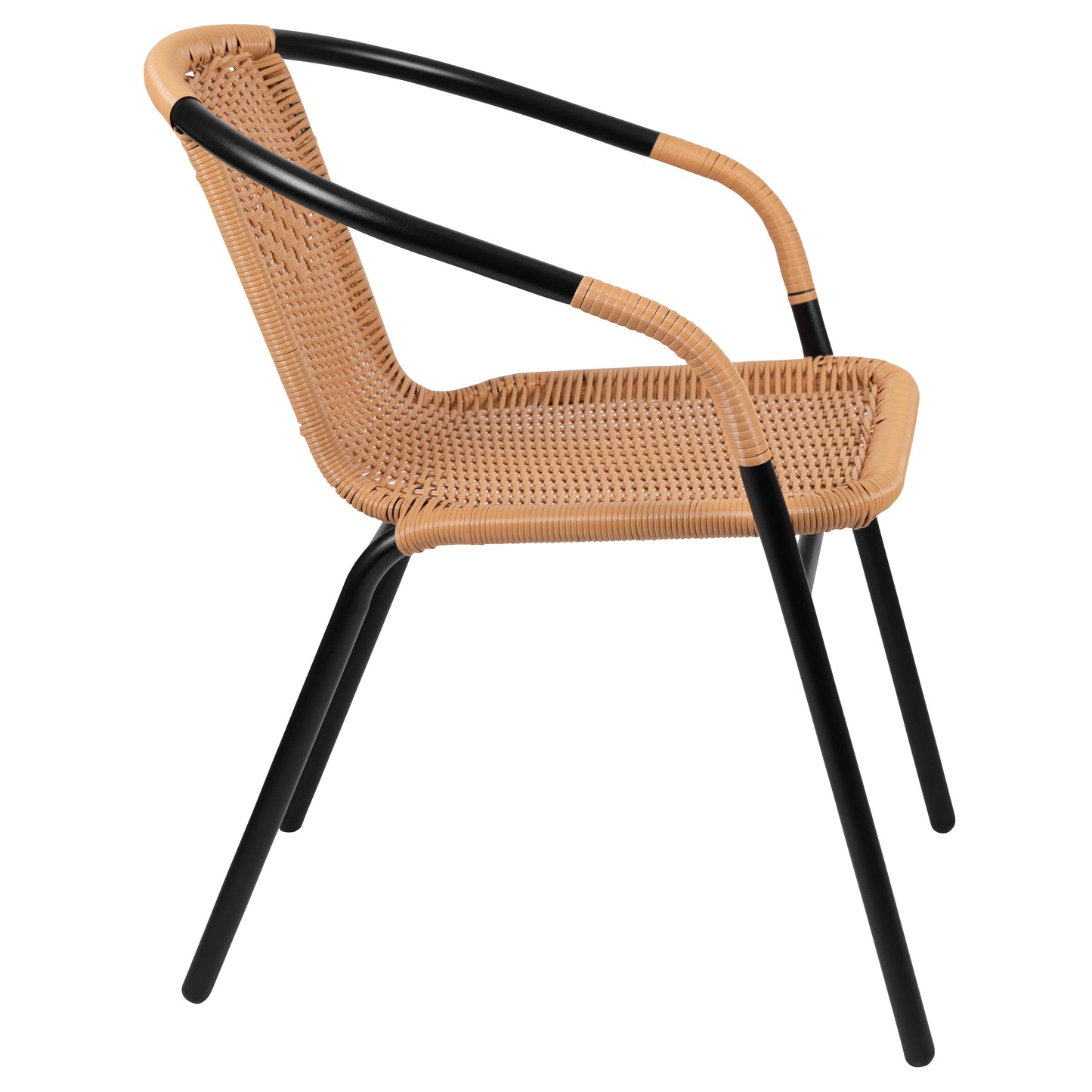 Lila Set of 2 Commercial Grade Beige Rattan Indoor-Outdoor Restaurant Stack Chairs Beige 2-TLH-037-BGE-GG