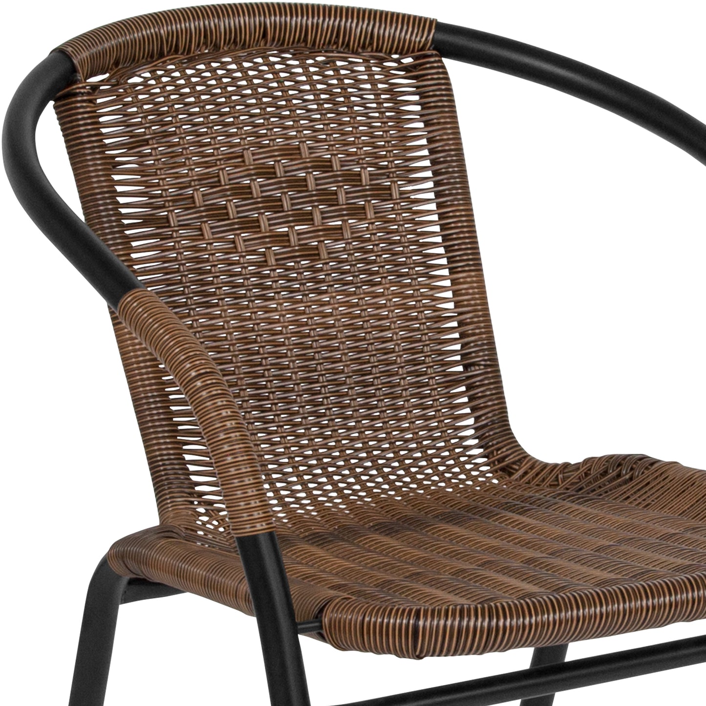 Lila Set of 2 Commercial Grade Medium Brown Rattan Indoor-Outdoor Restaurant Stack Chairs Medium Brown
