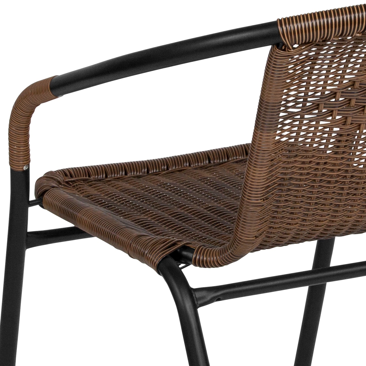 Lila Set of 2 Commercial Grade Medium Brown Rattan Indoor-Outdoor Restaurant Stack Chairs Medium Brown