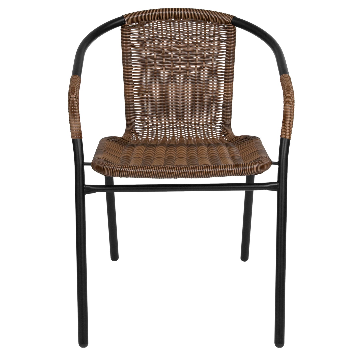 Lila Set of 2 Commercial Grade Medium Brown Rattan Indoor-Outdoor Restaurant Stack Chairs Medium Brown