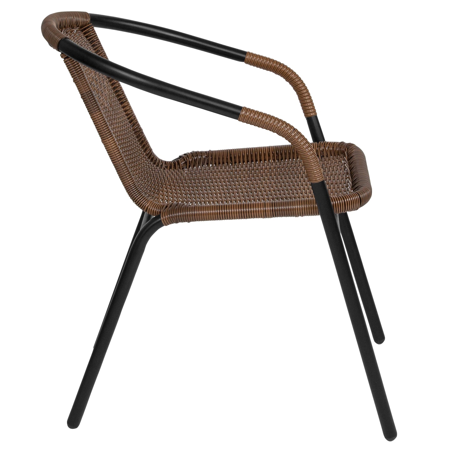 Lila Set of 2 Commercial Grade Medium Brown Rattan Indoor-Outdoor Restaurant Stack Chairs Medium Brown