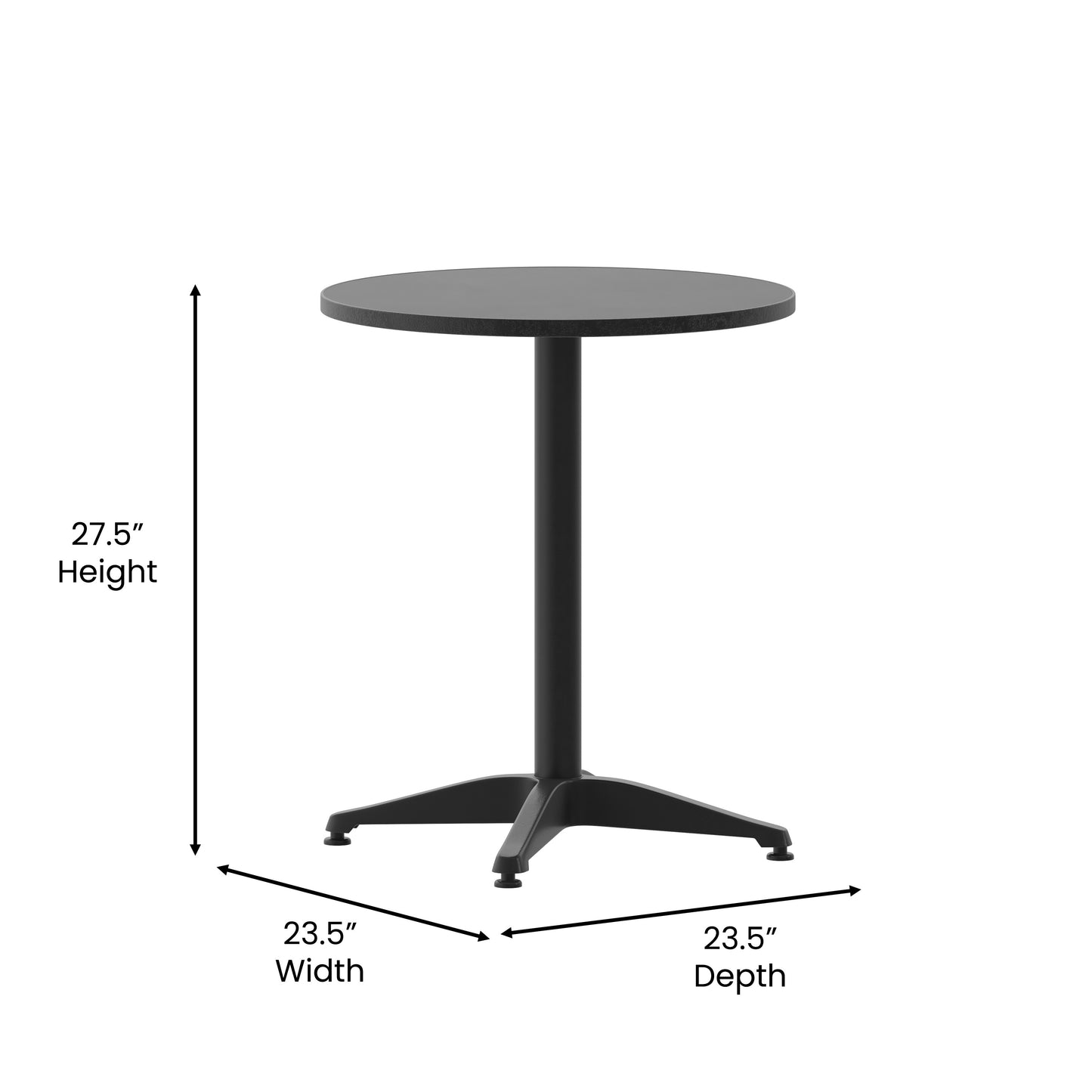 Mellie 23.5'' Black Round Metal Indoor-Outdoor Table with Base Black