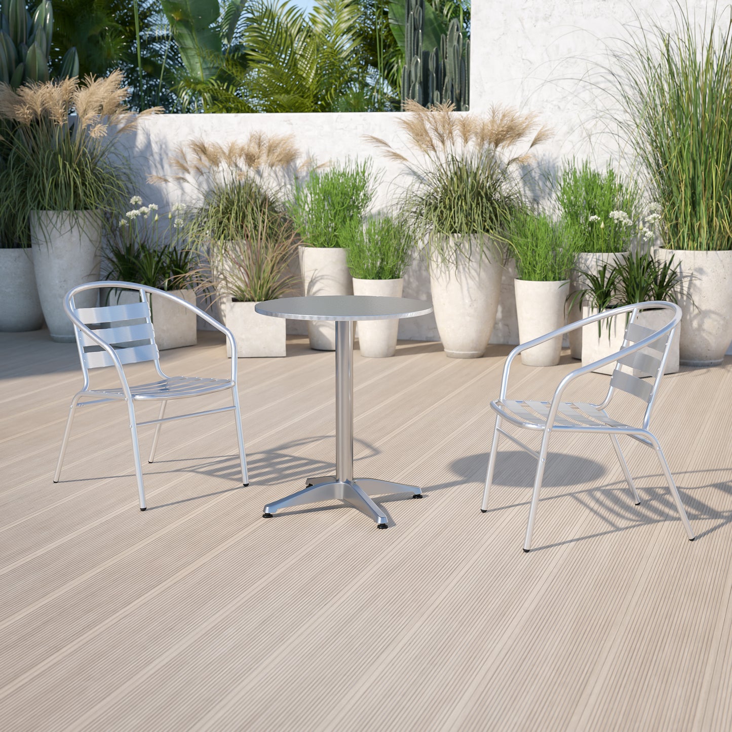 Mellie 23.5'' Round Aluminum Indoor-Outdoor Table with Base Aluminum