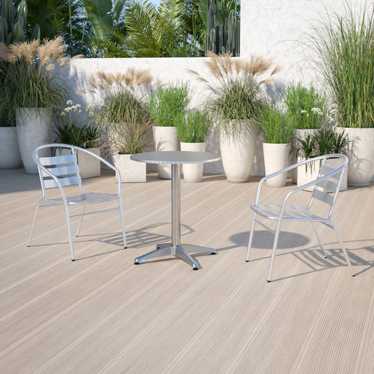 Mellie 23.5'' Round Aluminum Indoor-Outdoor Table with Base Aluminum