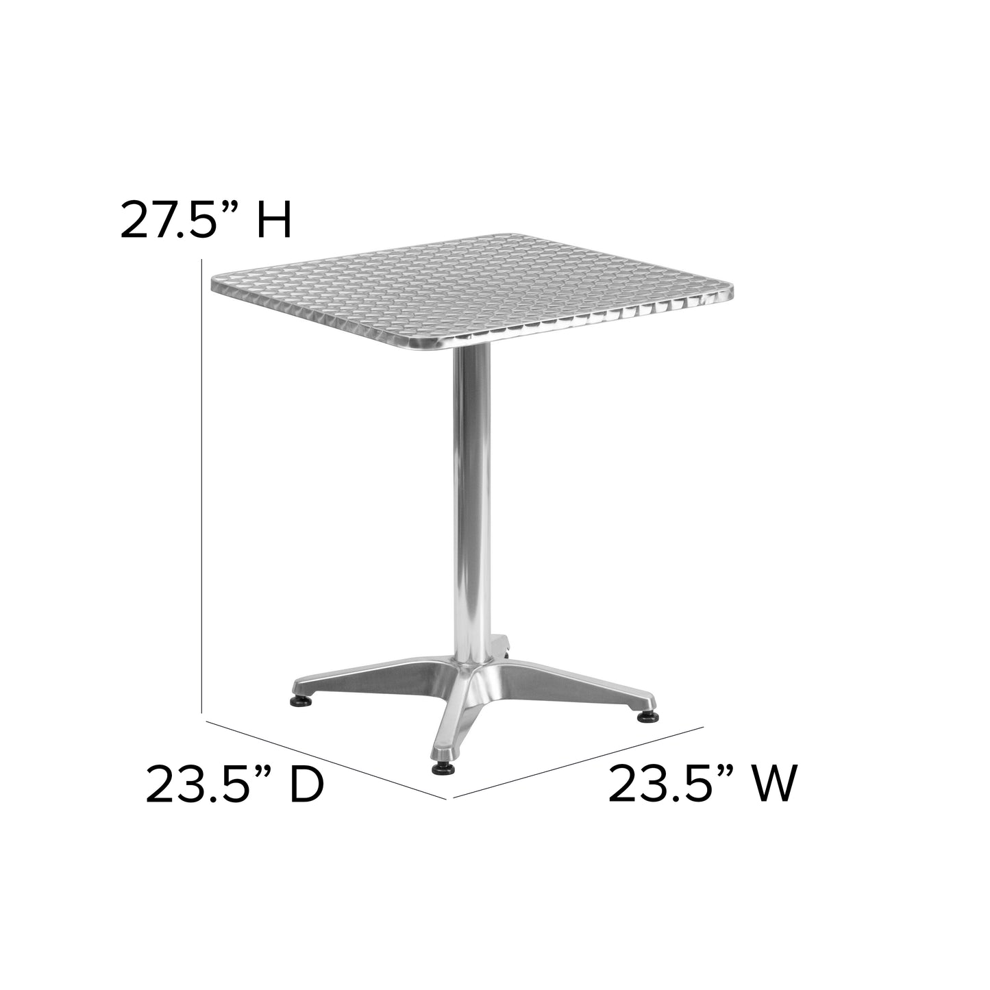Mellie 23.5'' Square Aluminum Indoor-Outdoor Table with Base Aluminum