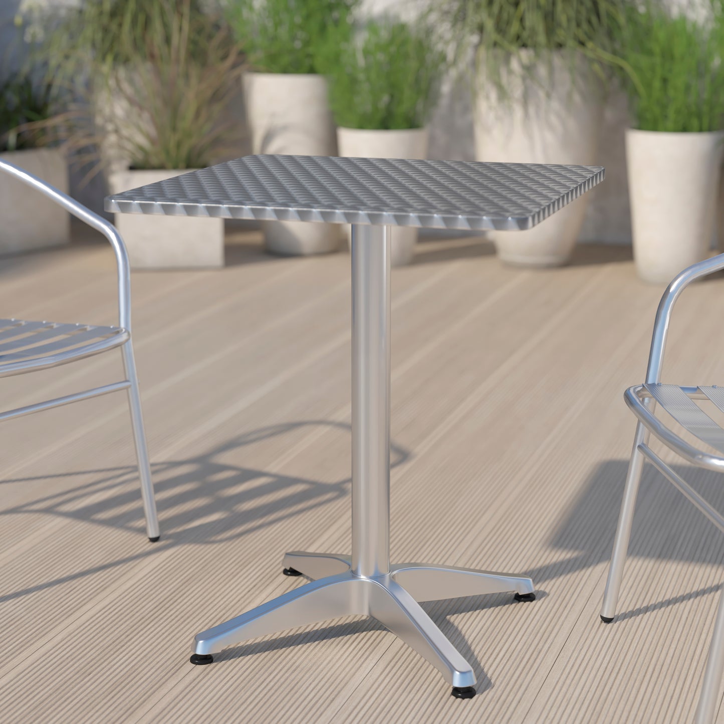 Mellie 23.5'' Square Aluminum Indoor-Outdoor Table with Base Aluminum