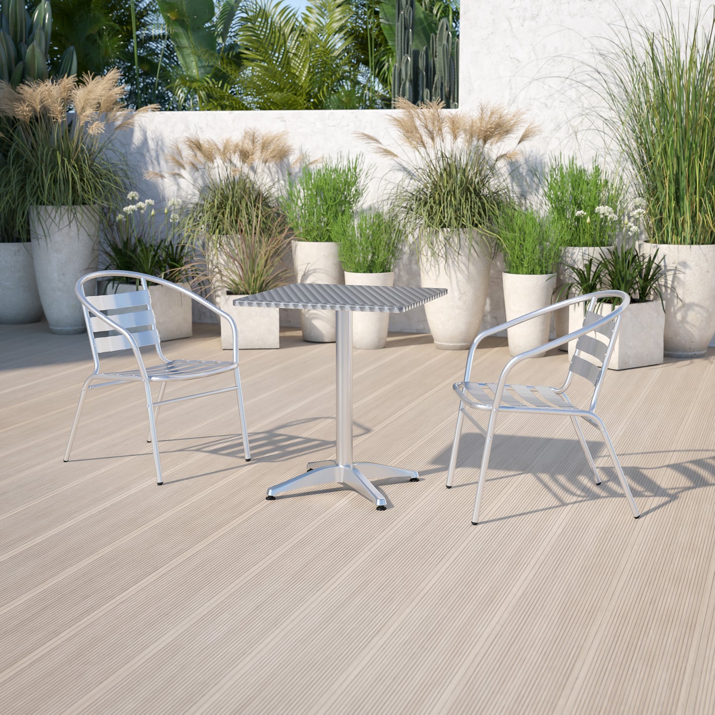 Mellie 23.5'' Square Aluminum Indoor-Outdoor Table with Base Aluminum