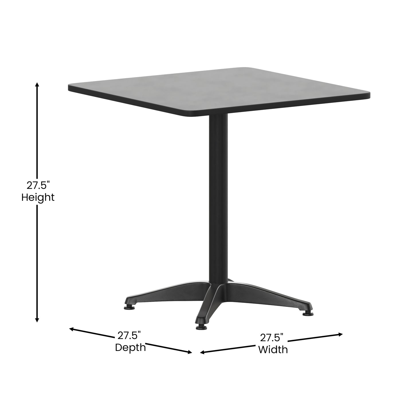 Mellie 27.5'' Black Square Metal Indoor-Outdoor Table with Base Black