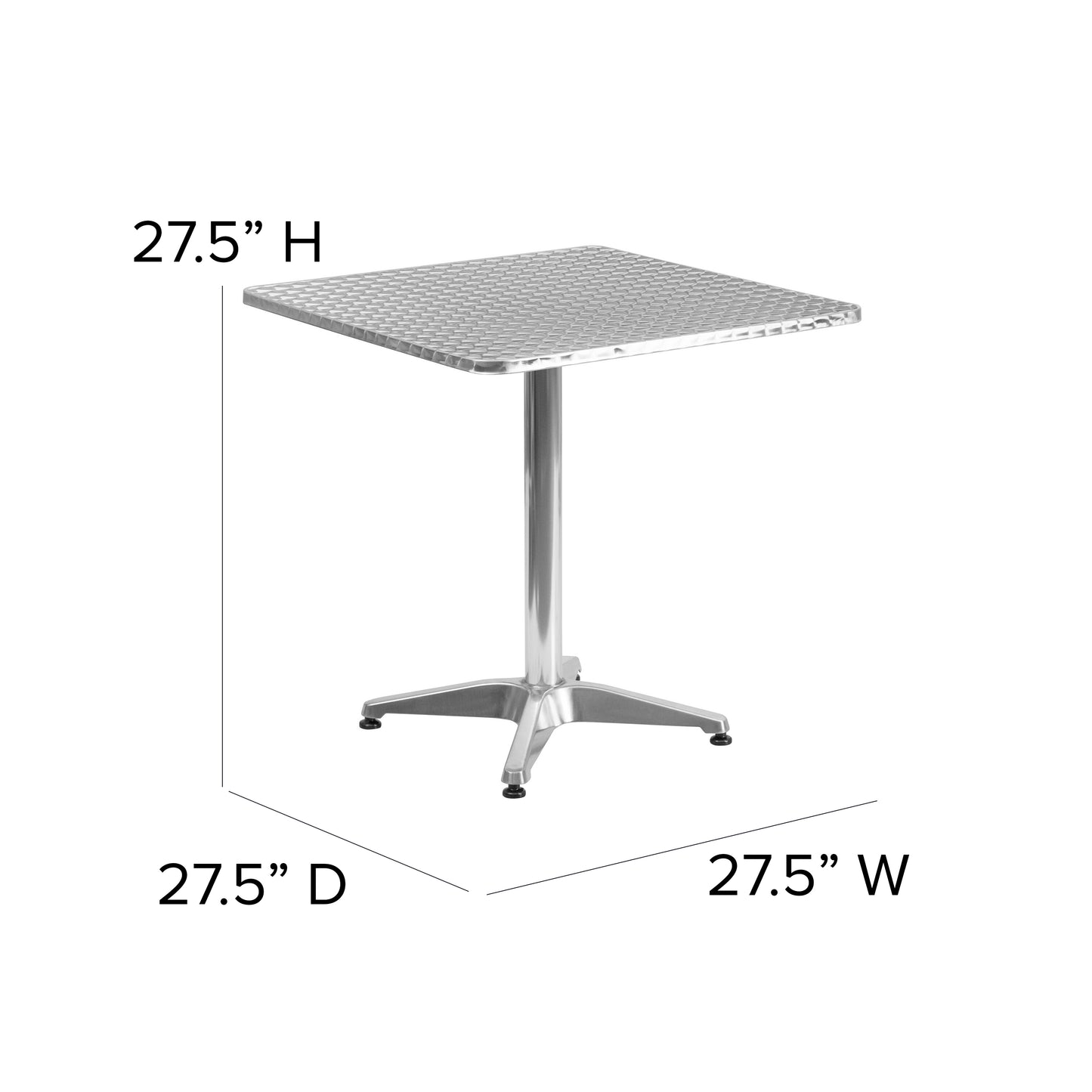 Mellie 27.5'' Square Aluminum Indoor-Outdoor Table with Base Aluminum