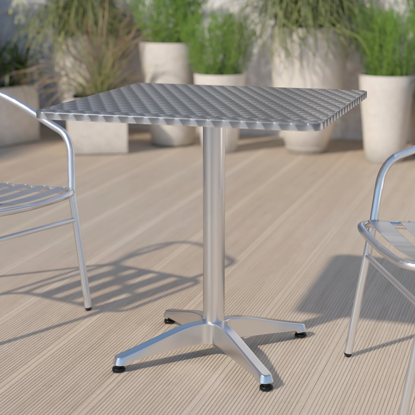 Mellie 27.5'' Square Aluminum Indoor-Outdoor Table with Base Aluminum