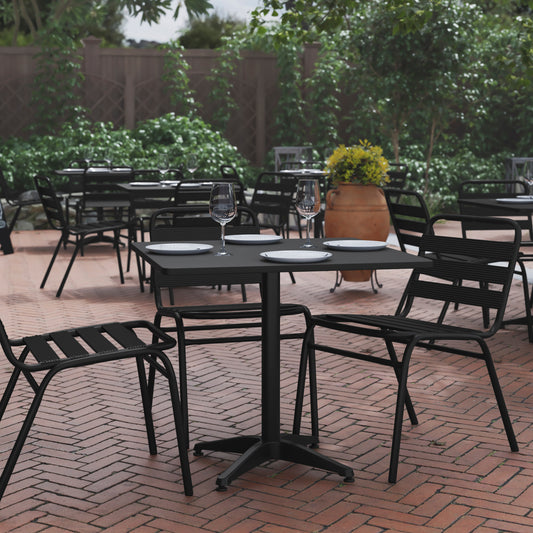 Mellie 31.5'' Black Square Metal Indoor-Outdoor Table with Base Black