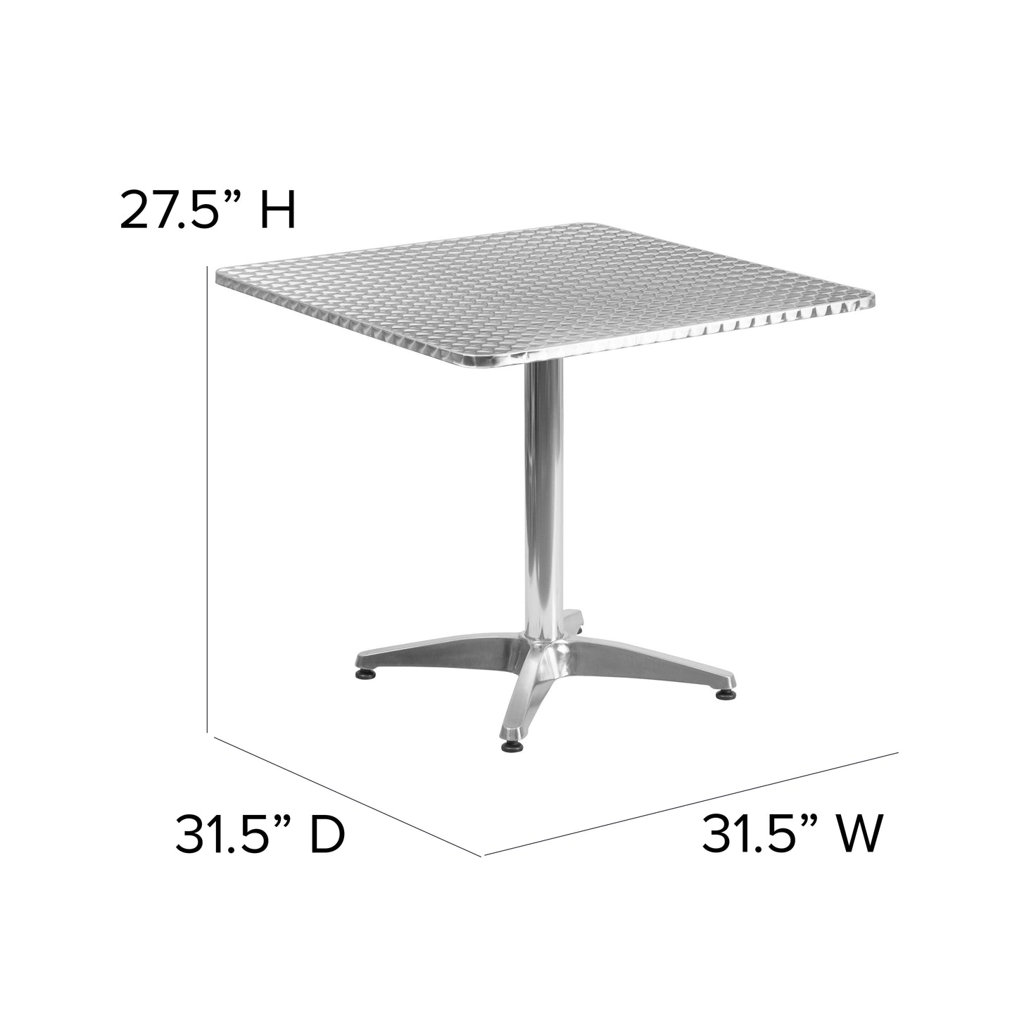 Mellie 31.5'' Square Aluminum Indoor-Outdoor Table with Base Aluminum