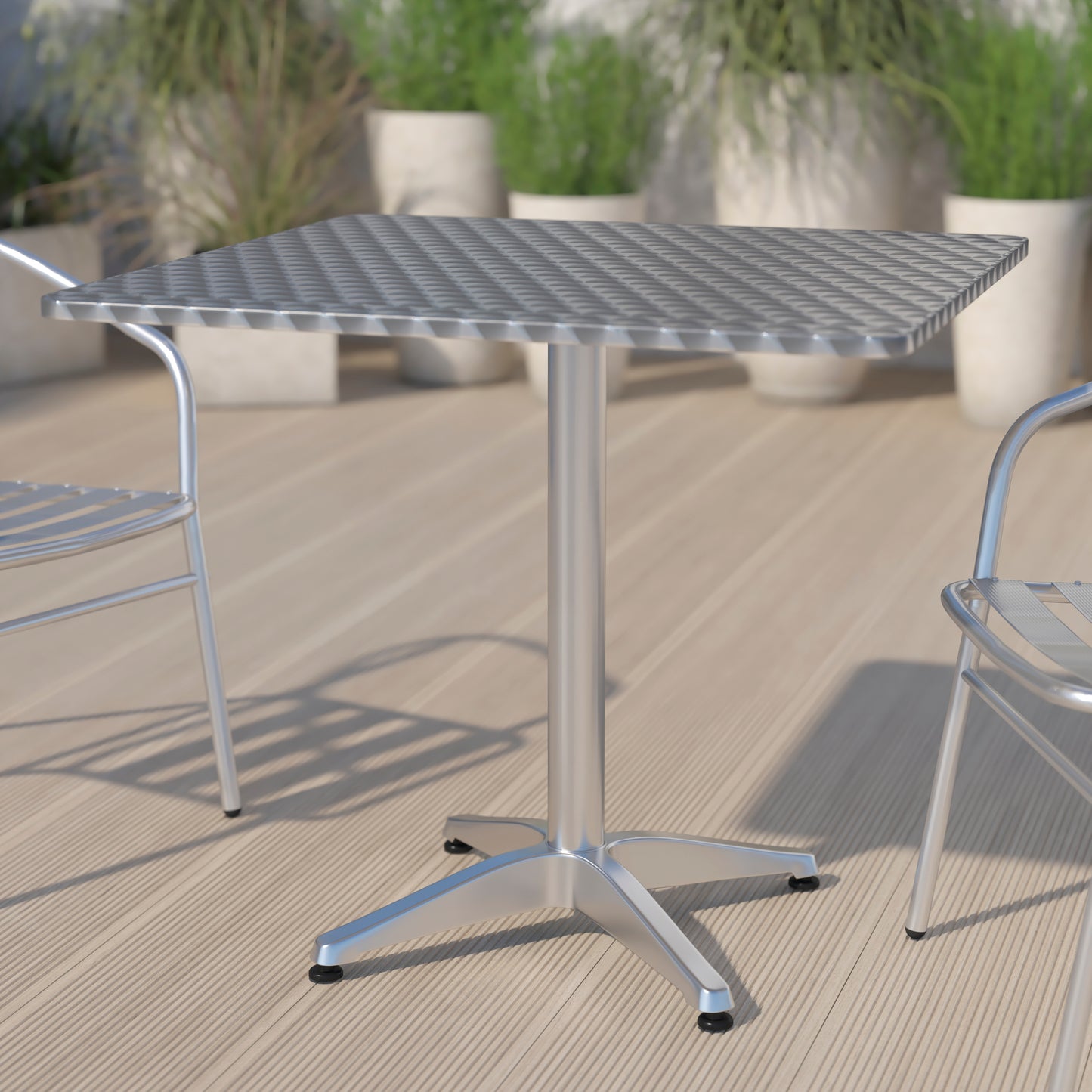Mellie 31.5'' Square Aluminum Indoor-Outdoor Table with Base Aluminum