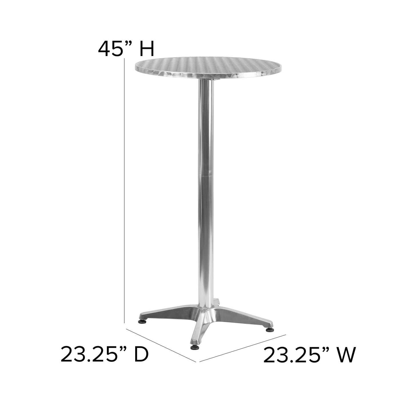Mellie 23.25" Round Aluminum Indoor-Outdoor Bar Height Table with Flip-Up Table Aluminum