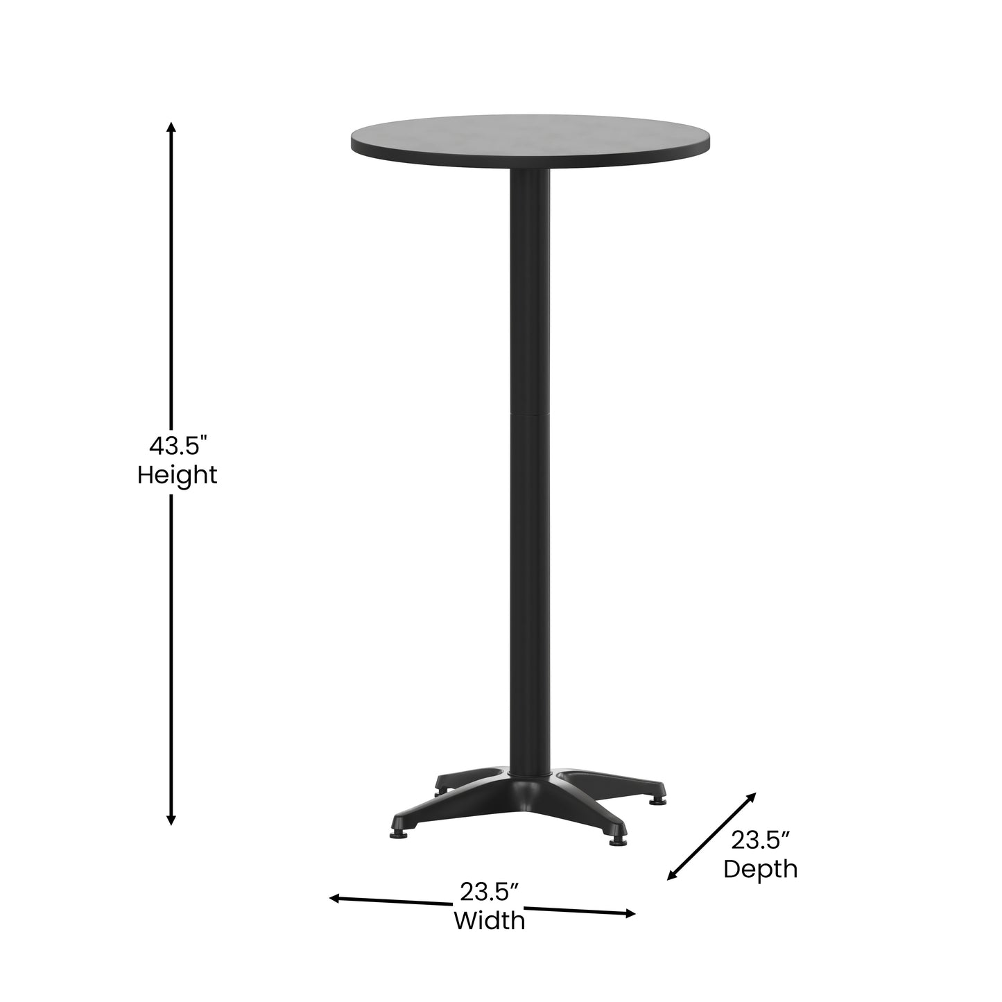 Mellie 23.5" Black Round Metal Indoor-Outdoor Bar Height Table Black