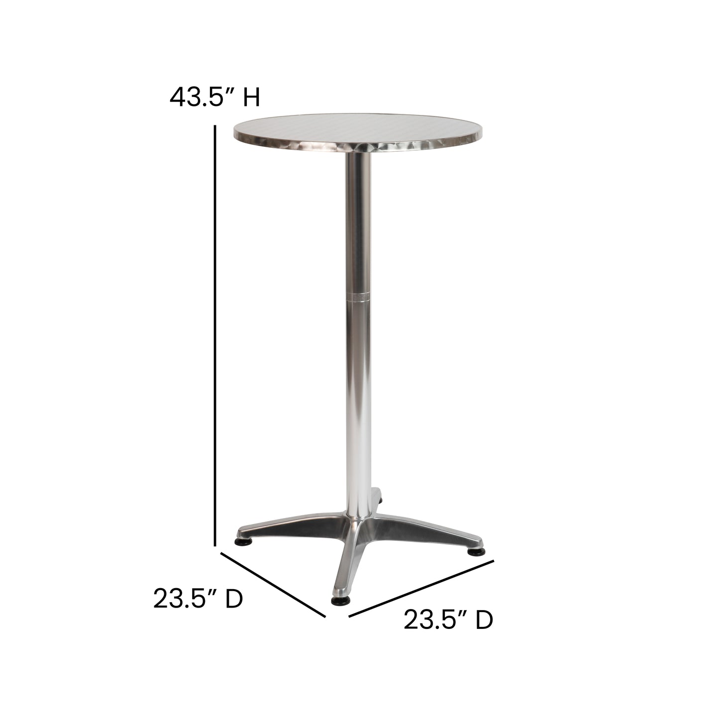 Mellie 23.5" Round Aluminum Indoor-Outdoor Bar Height Table Aluminum