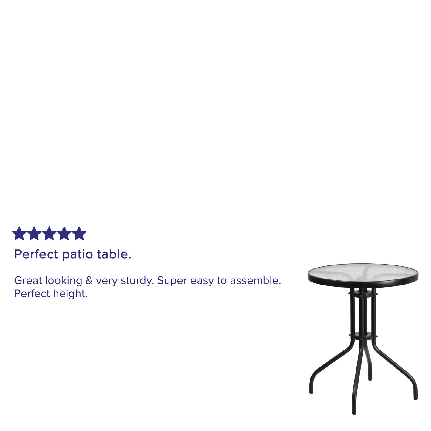 Bellamy 23.75'' Round Tempered Glass Metal Table Clear Top/Black Frame
